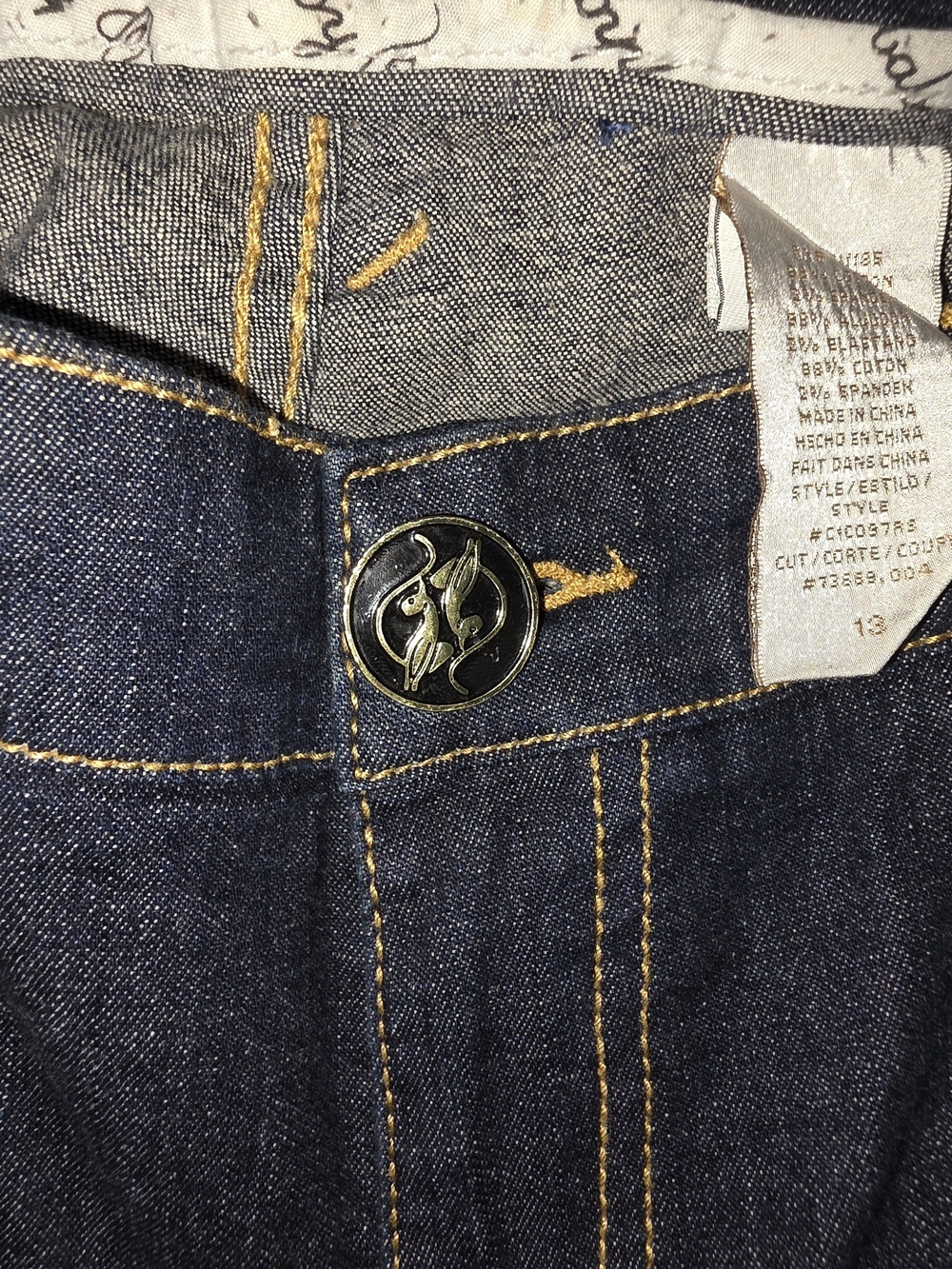 Vintage Y2K Baby Phat Dark Wash Jeans Rhinestone Cat Logo Size 13 - Picture 6 of 6